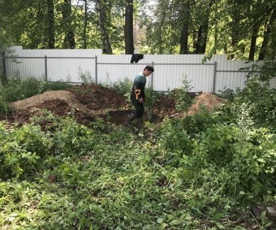 Монтаж септика c алмазным бурением фундамента