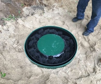 Монтаж септика c алмазным бурением фундамента